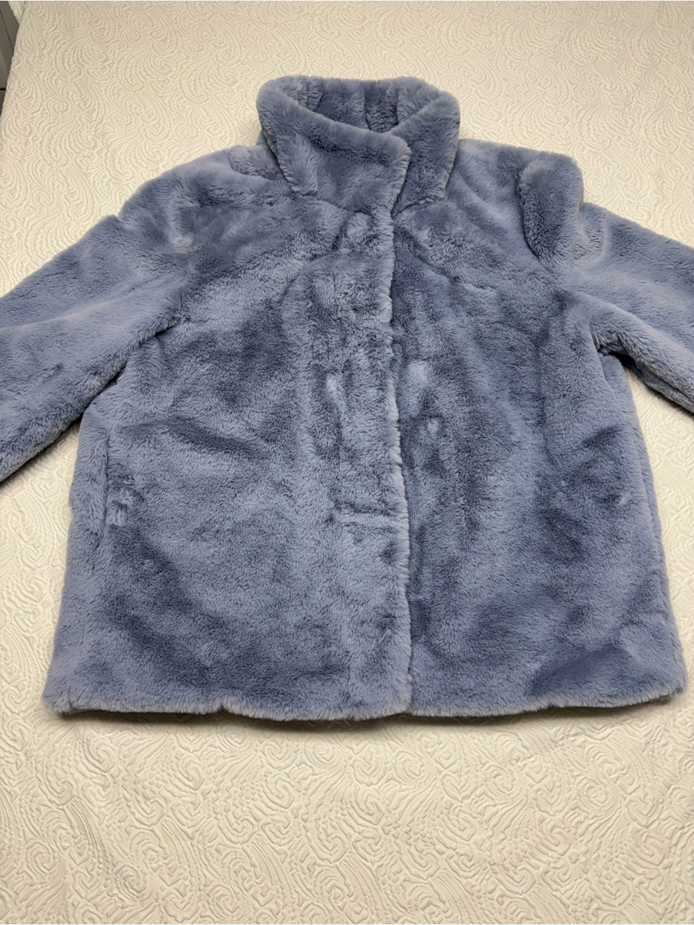 Philosophy Woman’s Plush Faux-Fur Puffer Jacket - Dusty Blue